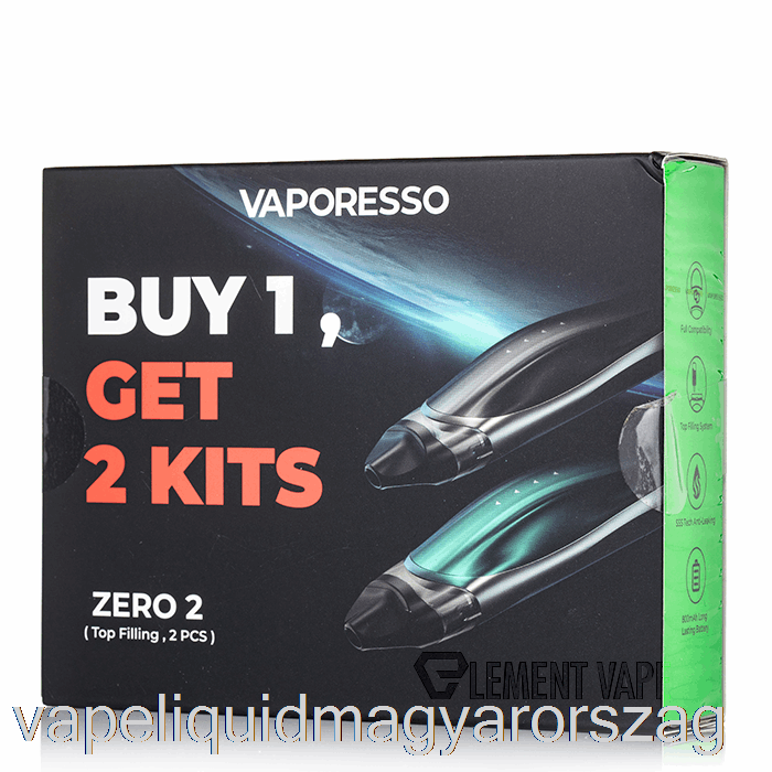 Vaporesso Zero 2 Pod System 2 Csomagos Promóciós Fekete + Fekete Zöld Vape Folyadék